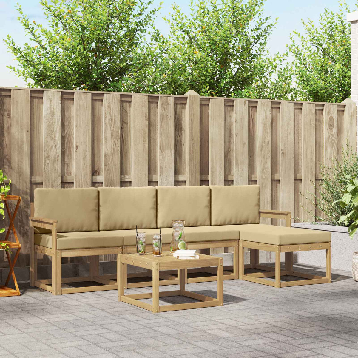 Set di divani da esterno 6 pz Bianco e Beige | homemem39