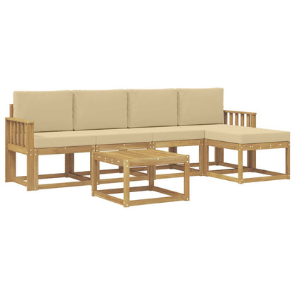 Set di divani da esterno 6 pz Bianco e Beige