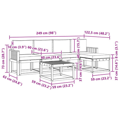 Set di divani da esterno 6 pz Bianco e Beige