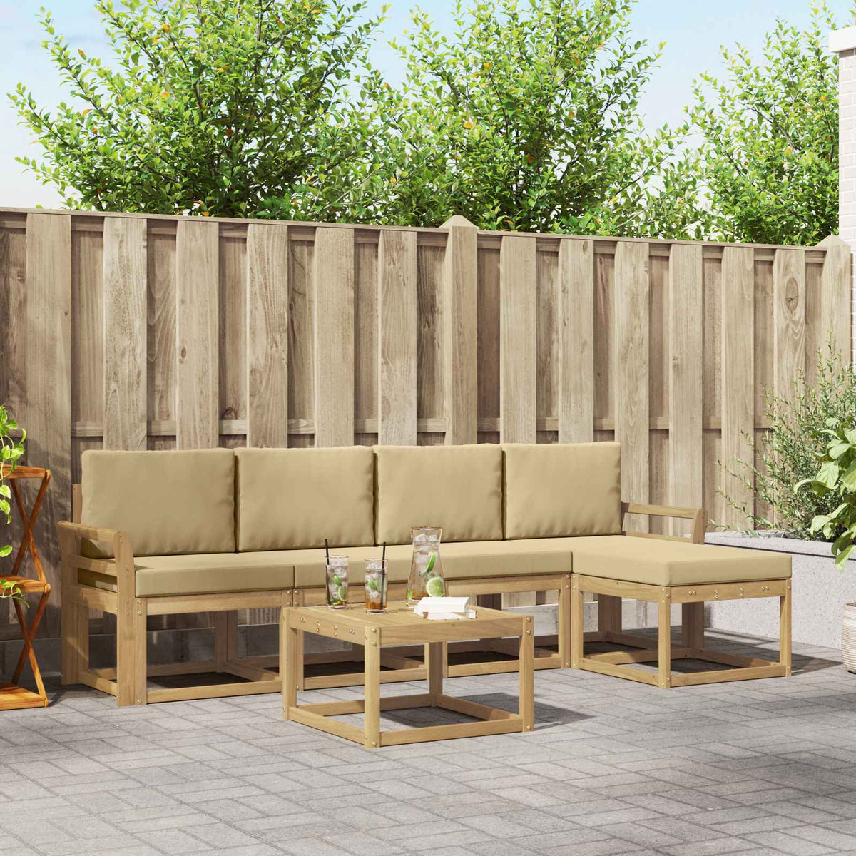 Set di divani da esterno 6 pz Bianco e Beige | homemem39