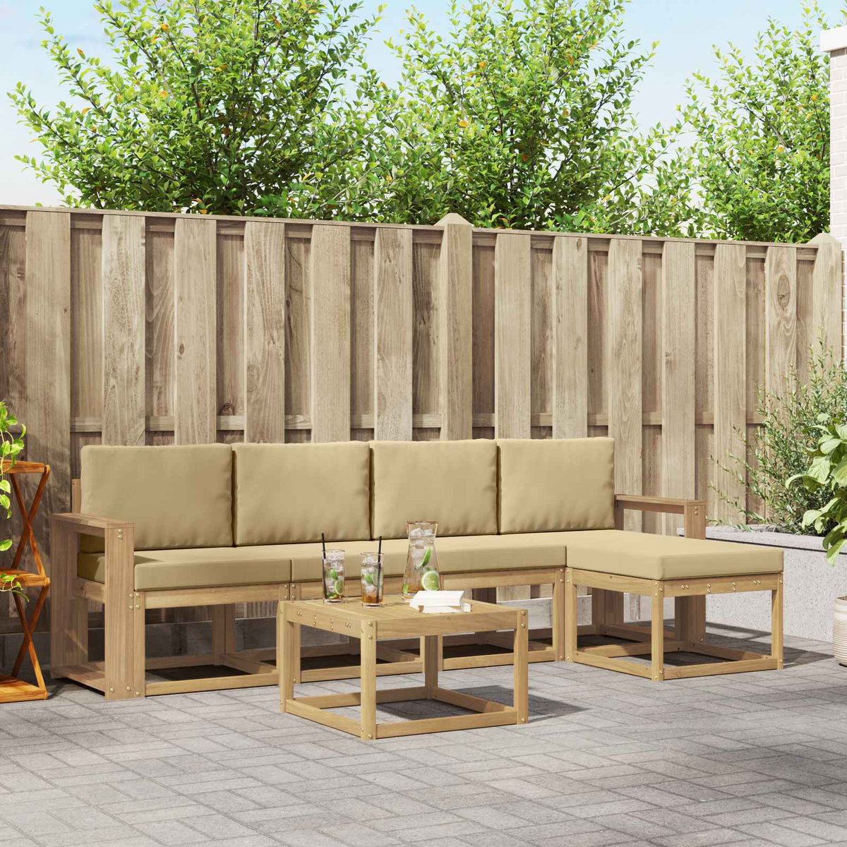 Set di divani da esterno 6 pz Bianco e Beige | homemem39