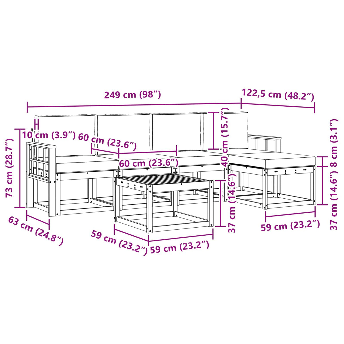 Set di divani da esterno 6 pz Bianco e Beige | homemem39