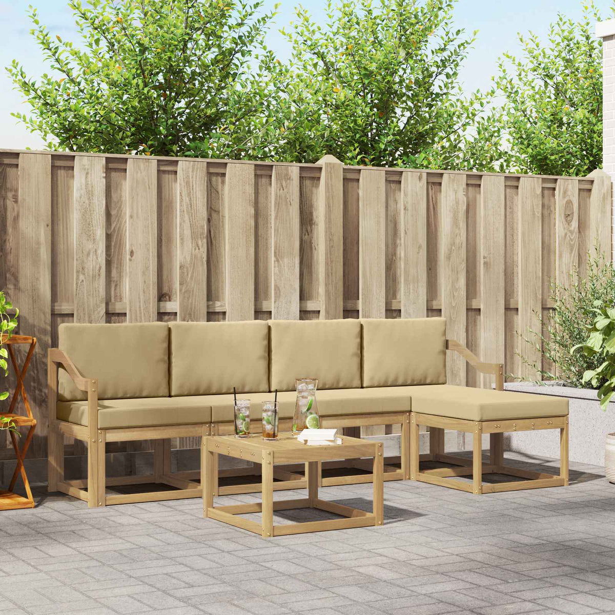 Set di divani da esterno 6 pz Bianco e Beige | homemem39