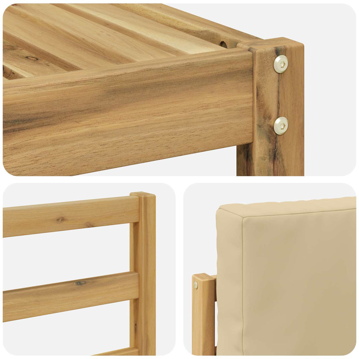 Set di divani da esterno 6 pz Bianco e Beige Poliestere | homemem39