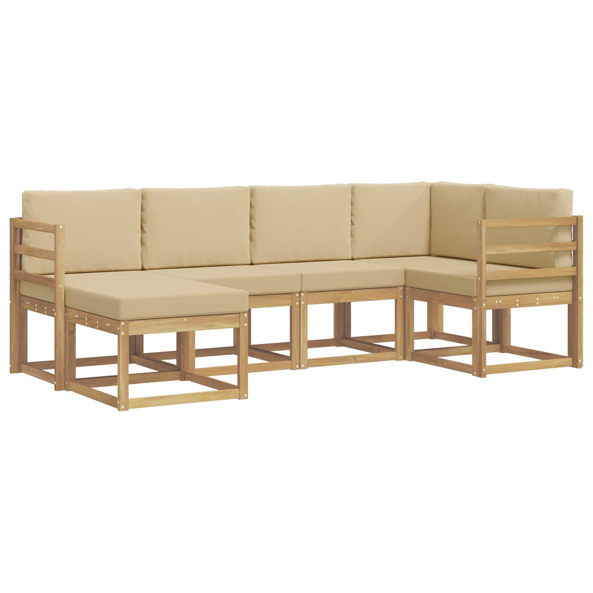 Set di divani da esterno 6 pz Bianco e Beige Poliestere | homemem39
