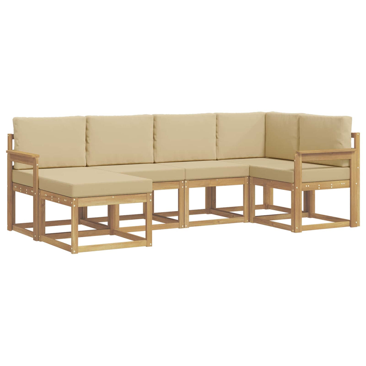 Set di divani da esterno 6 pz Bianco e Beige Poliestere | homemem39