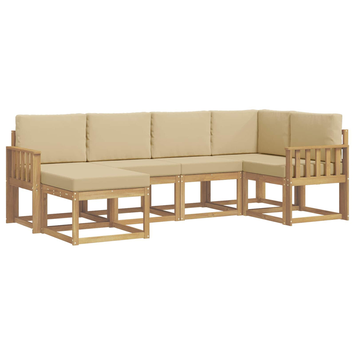 Set di divani da esterno 6 pz Bianco e Beige Poliestere | homemem39