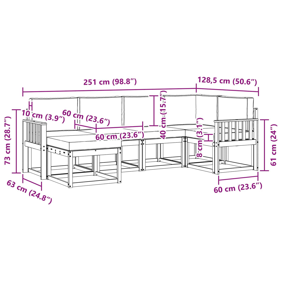 Set di divani da esterno 6 pz Bianco e Beige Poliestere | homemem39