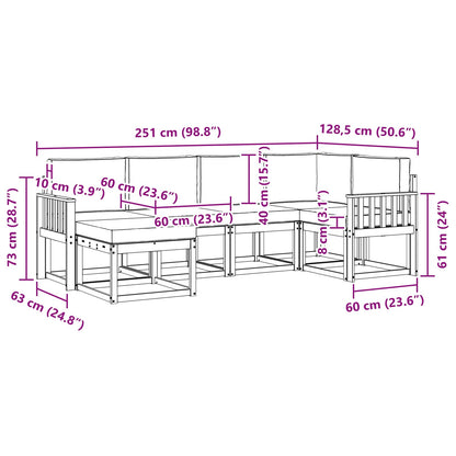 Set di divani da esterno 6 pz Bianco e Beige Poliestere | homemem39