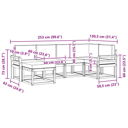 Set di divani da esterno 6 pz Bianco e Beige Poliestere | homemem39