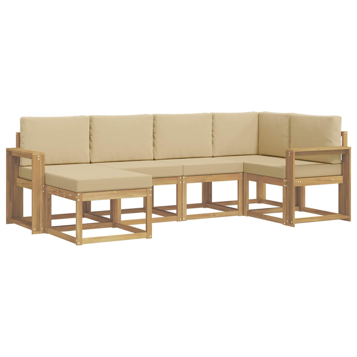 Set di divani da esterno 6 pz Bianco e Beige Poliestere | homemem39