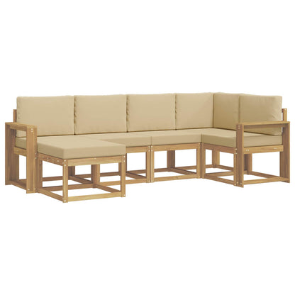 Set di divani da esterno 6 pz Bianco e Beige Poliestere | homemem39
