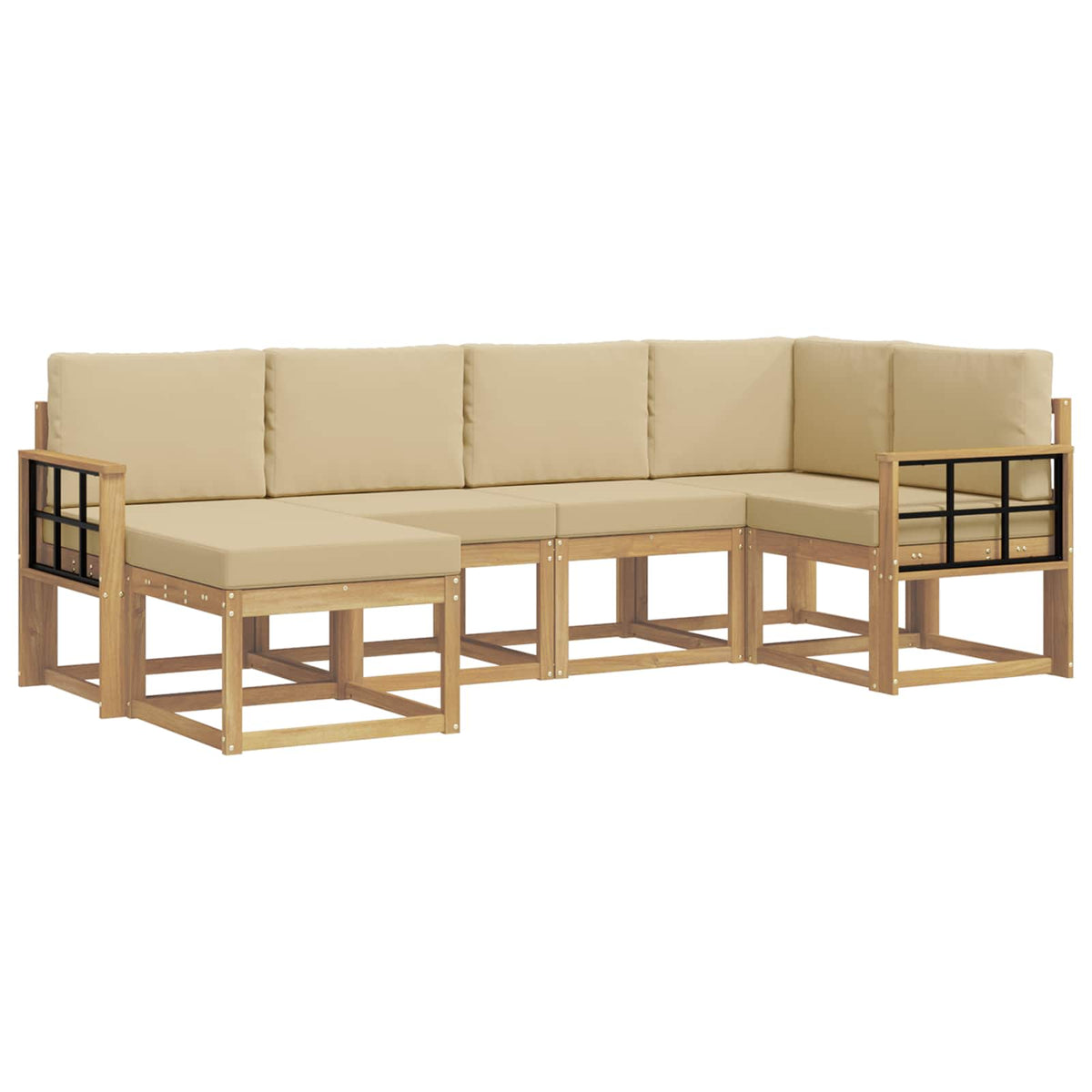 Set di divani da esterno 6 pz Bianco e Beige Poliestere | homemem39