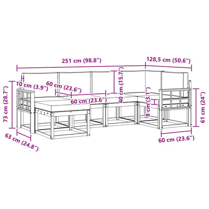 Set di divani da esterno 6 pz Bianco e Beige Poliestere | homemem39
