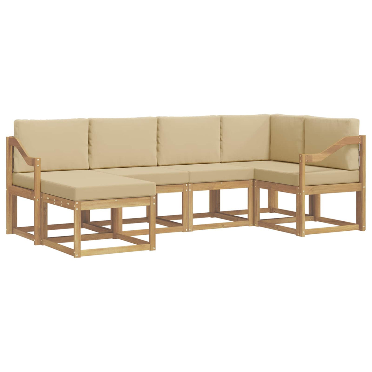 Set di divani da esterno 6 pz Bianco e Beige Poliestere | homemem39