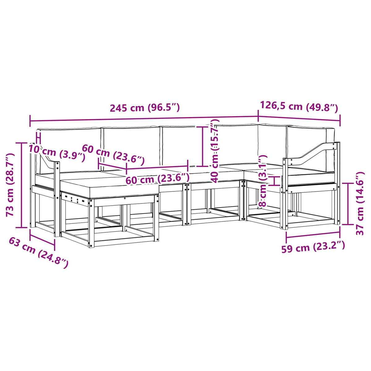 Set di divani da esterno 6 pz Bianco e Beige Poliestere | homemem39