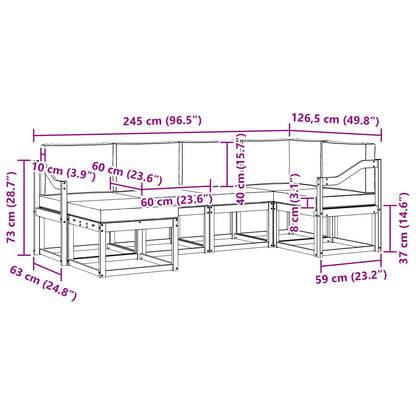 Set di divani da esterno 6 pz Bianco e Beige Poliestere | homemem39