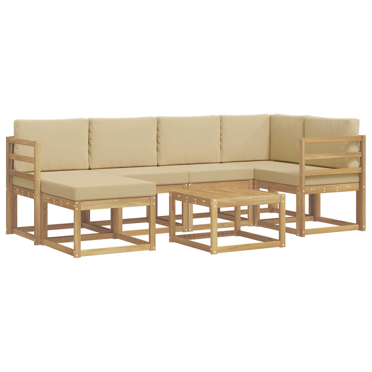 Set di divani da esterno 7 pz Bianco e Beige