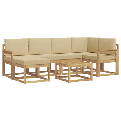 Set di divani da esterno 7 pz Bianco e Beige
