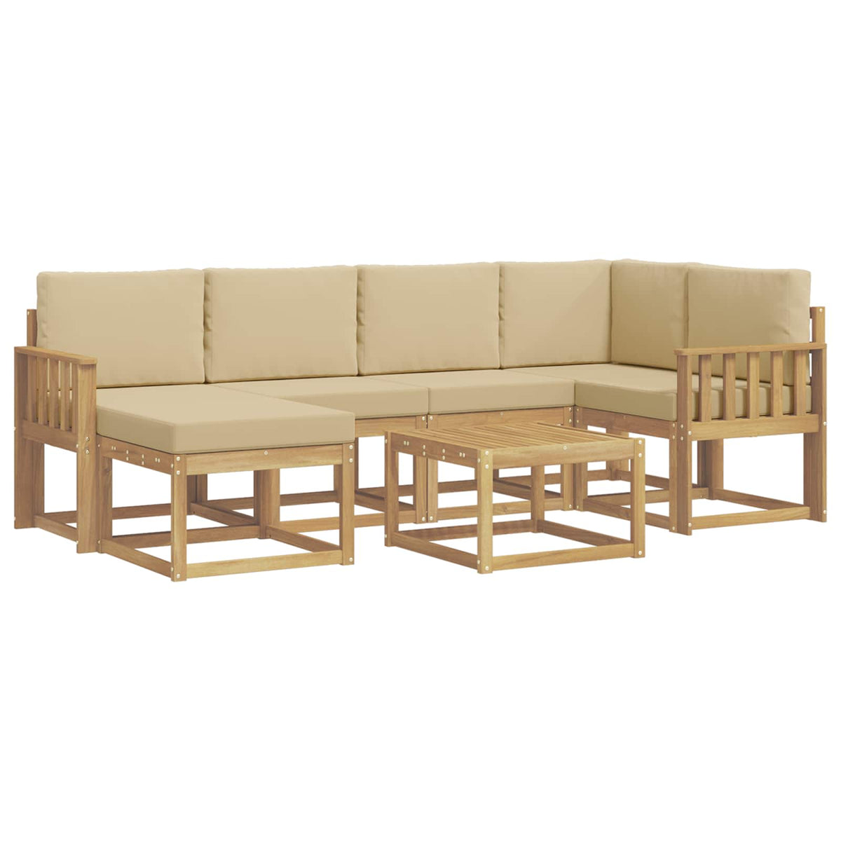 Set di divani da esterno 7 pz Bianco e Beige | homemem39