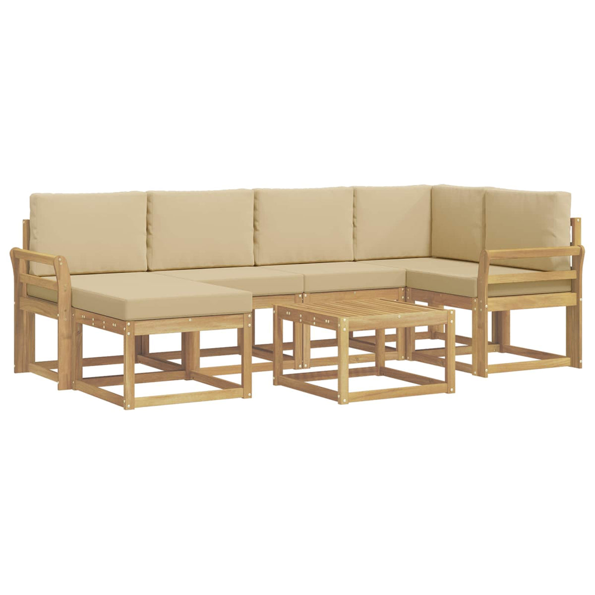 Set di divani da esterno 7 pz Bianco e Beige | homemem39