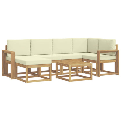 Set di divani da esterno 7 pz Bianco e Crema
