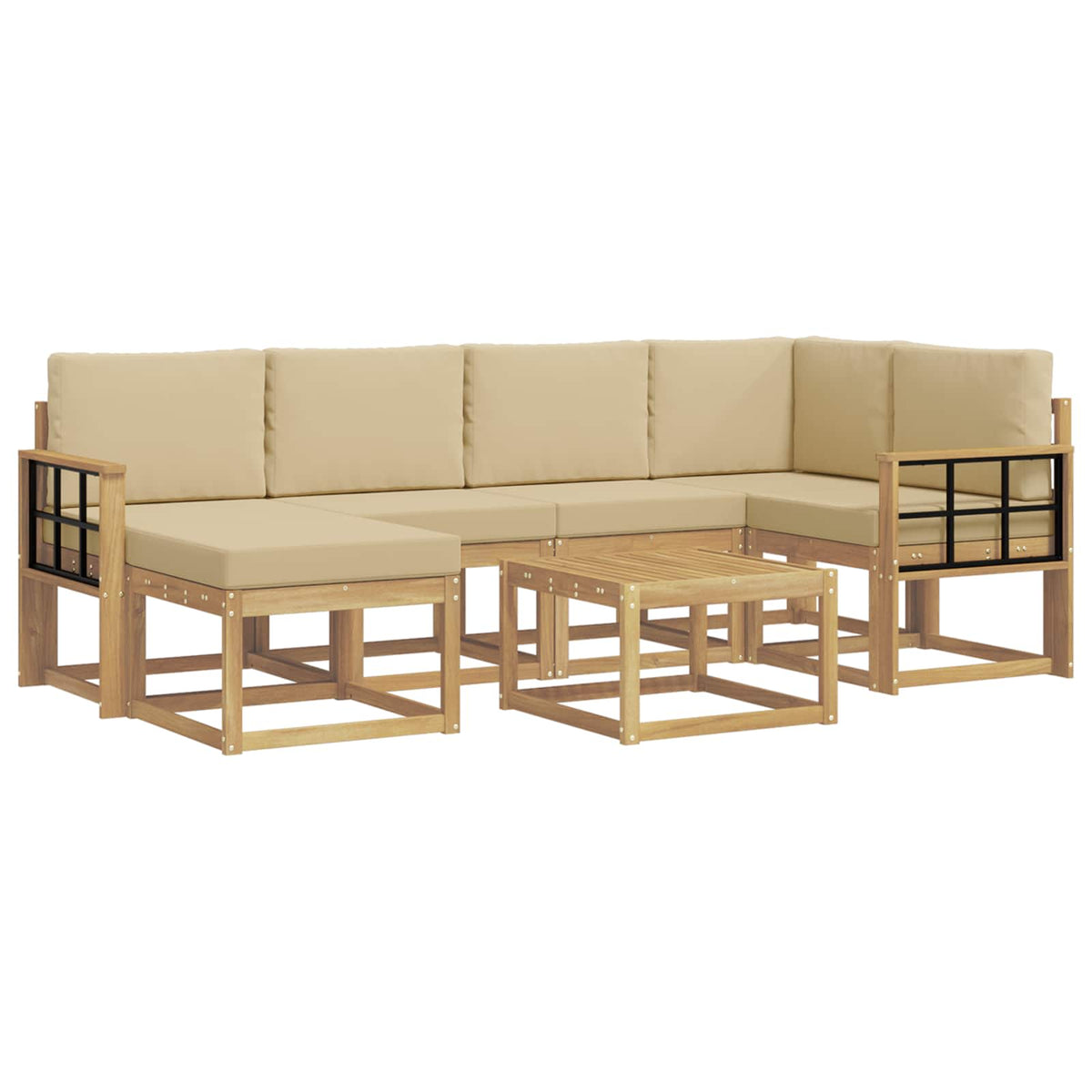 Set di divani da esterno 7 pz Bianco e Beige | homemem39