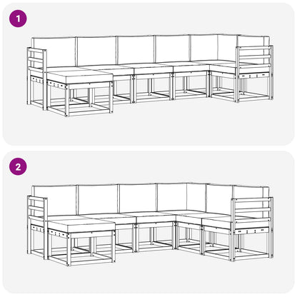 Set di divani da esterno 7 pz Bianco e Beige Poliestere | homemem39