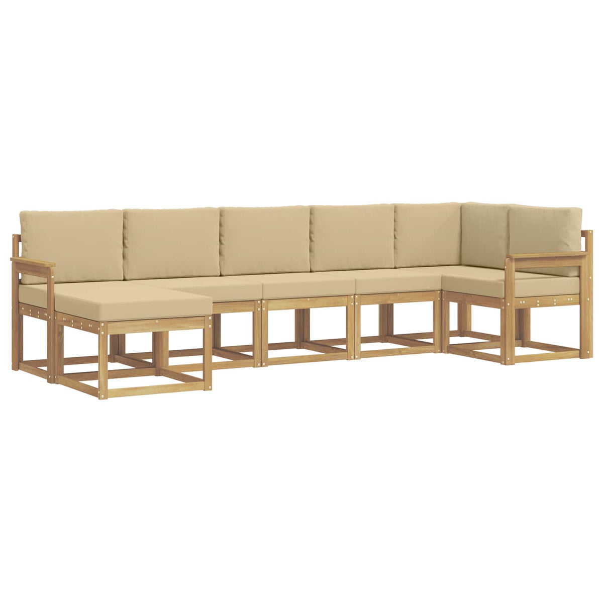 Set di divani da esterno 7 pz Bianco e Beige Poliestere | homemem39