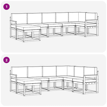 Set di divani da esterno 7 pz Bianco e Beige Poliestere | homemem39