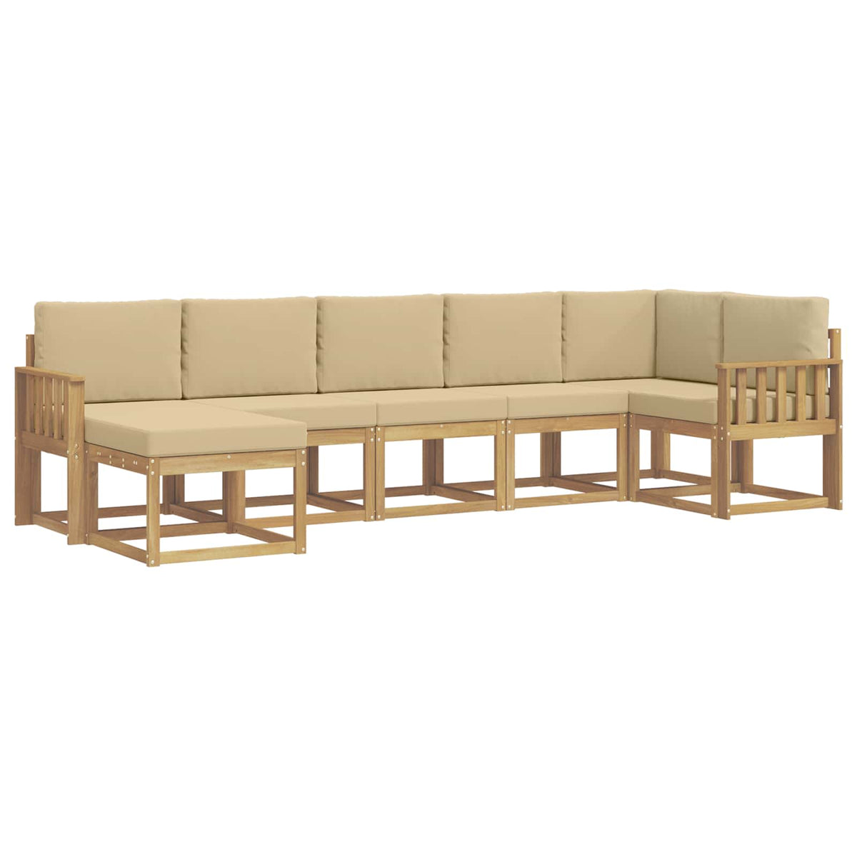 Set di divani da esterno 7 pz Bianco e Beige Poliestere | homemem39