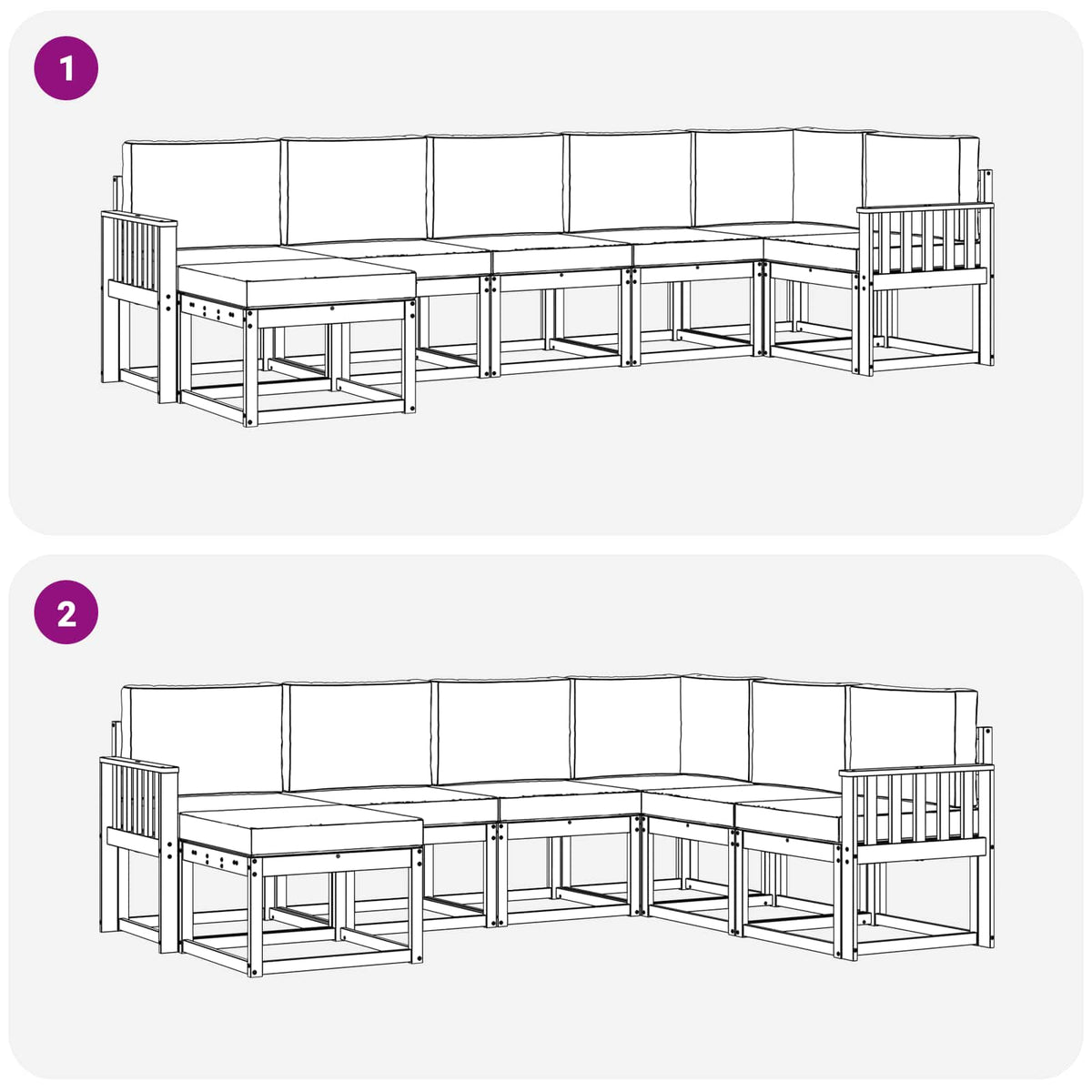 Set di divani da esterno 7 pz Bianco e Beige Poliestere | homemem39