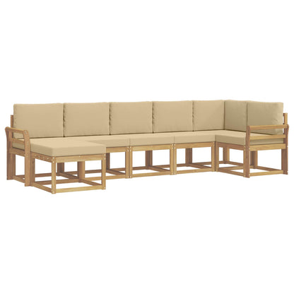 Set di divani da esterno 7 pz Bianco e Beige Poliestere | homemem39