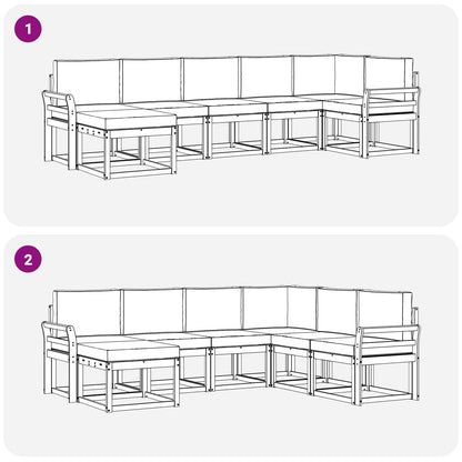 Set di divani da esterno 7 pz Bianco e Beige Poliestere | homemem39
