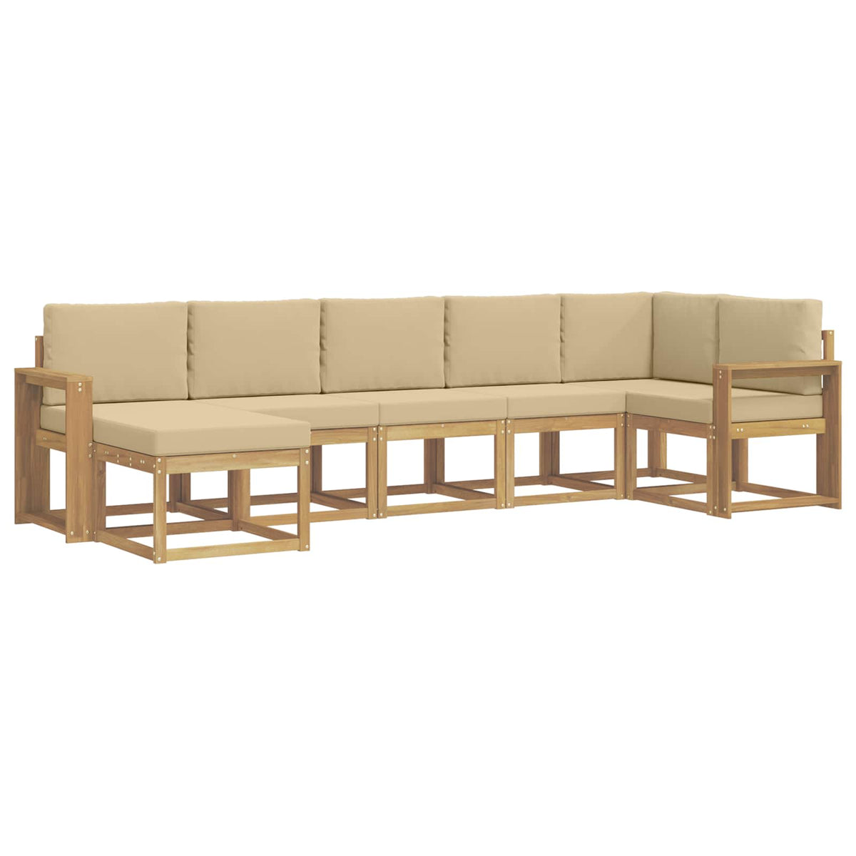 Set di divani da esterno 7 pz Bianco e Beige Poliestere | homemem39
