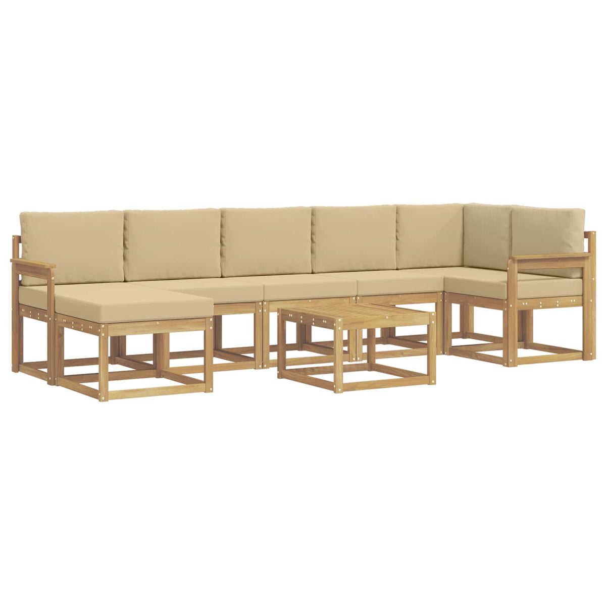 Set di divani da esterno 8 pz Bianco e Beige Poliestere | homemem39