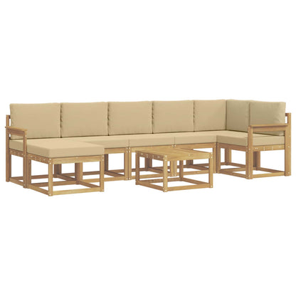 Set di divani da esterno 8 pz Bianco e Beige Poliestere | homemem39
