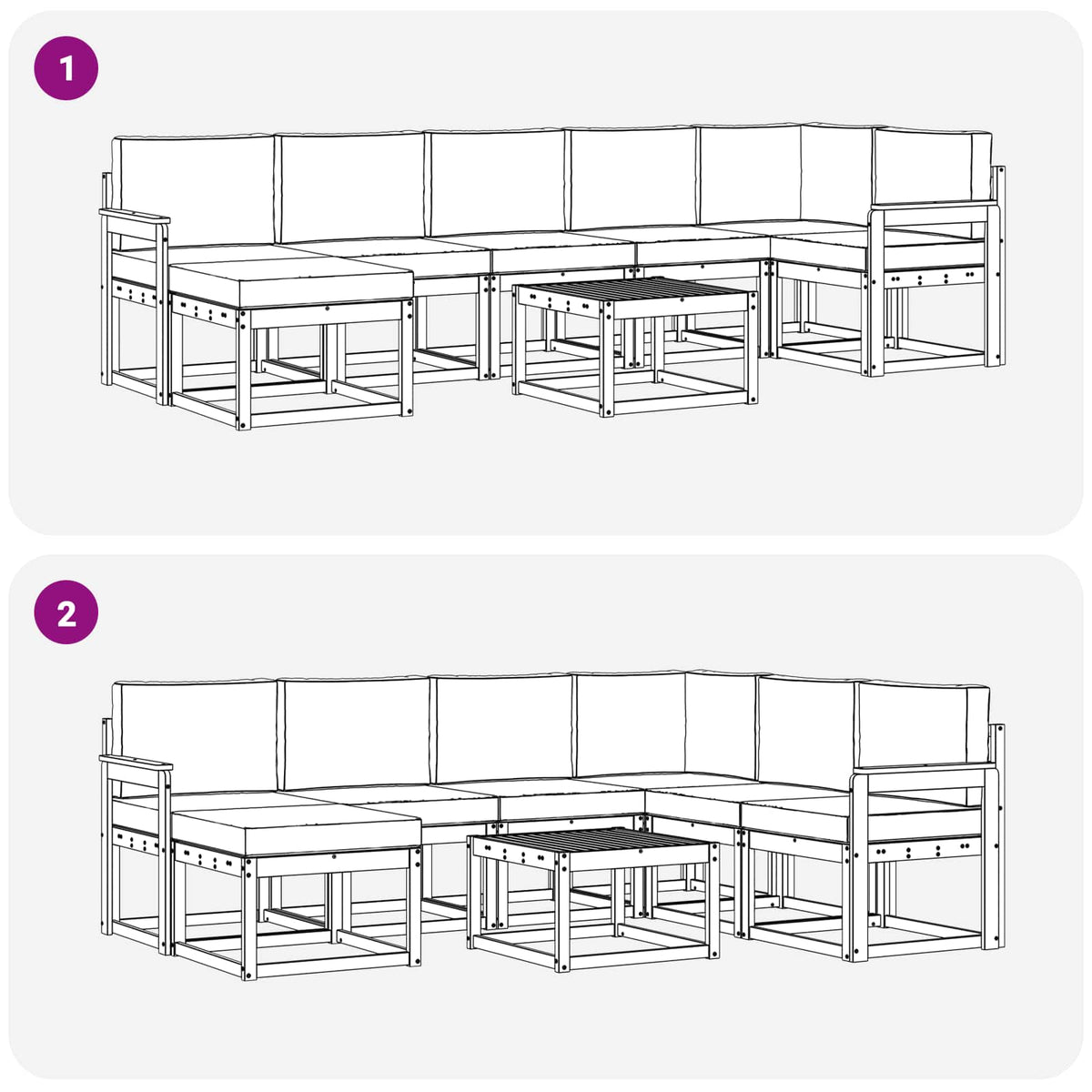 Set di divani da esterno 8 pz Bianco e Beige Poliestere | homemem39