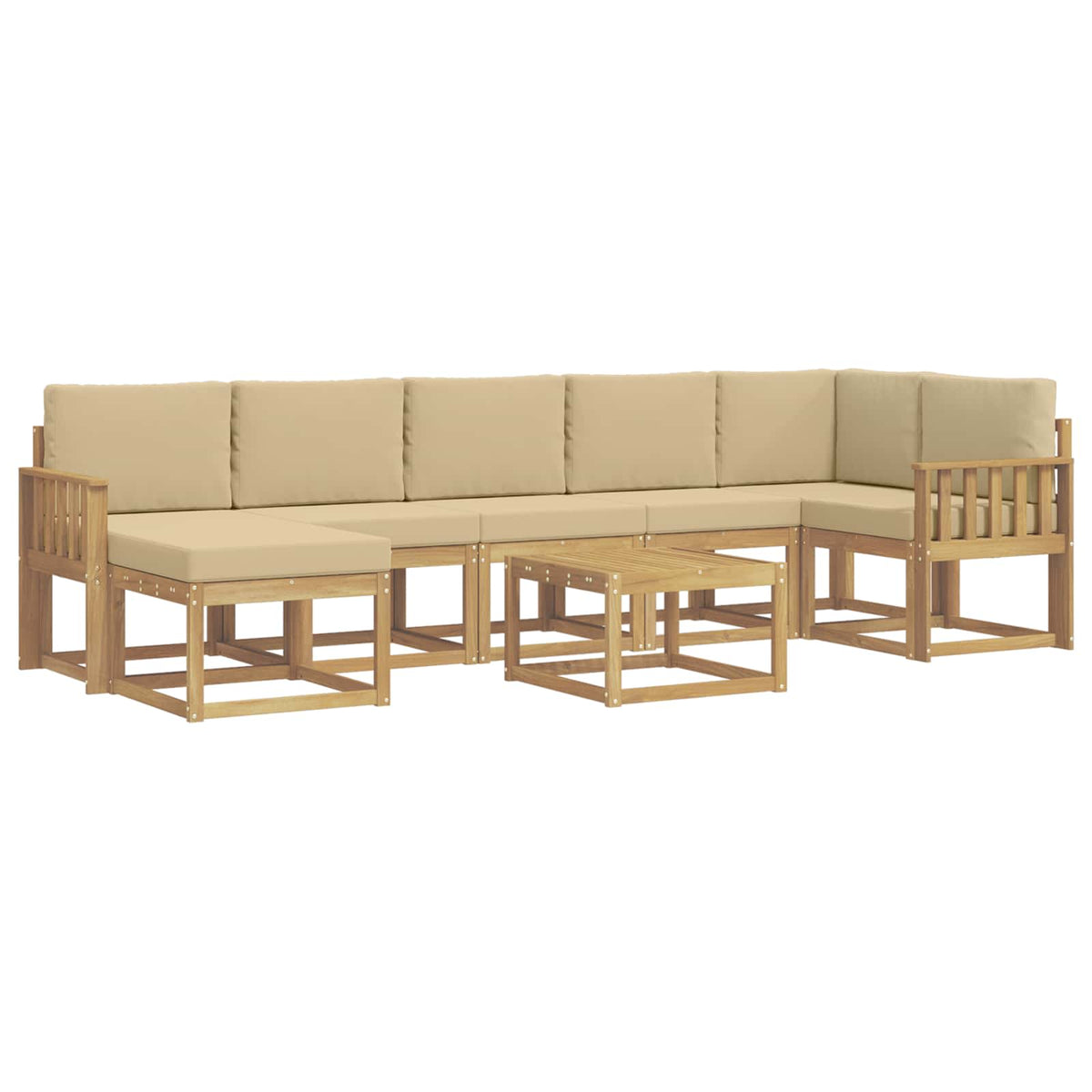 Set di divani da esterno 8 pz Bianco e Beige Poliestere | homemem39