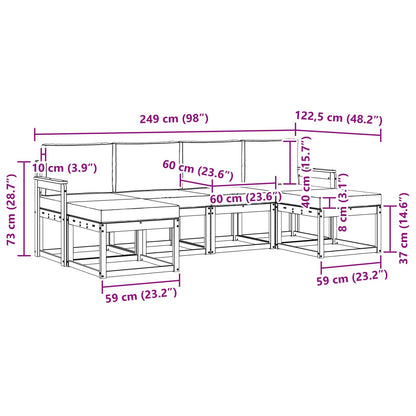 Set di divani da esterno 6 pz Bianco e Antracite Poliestere