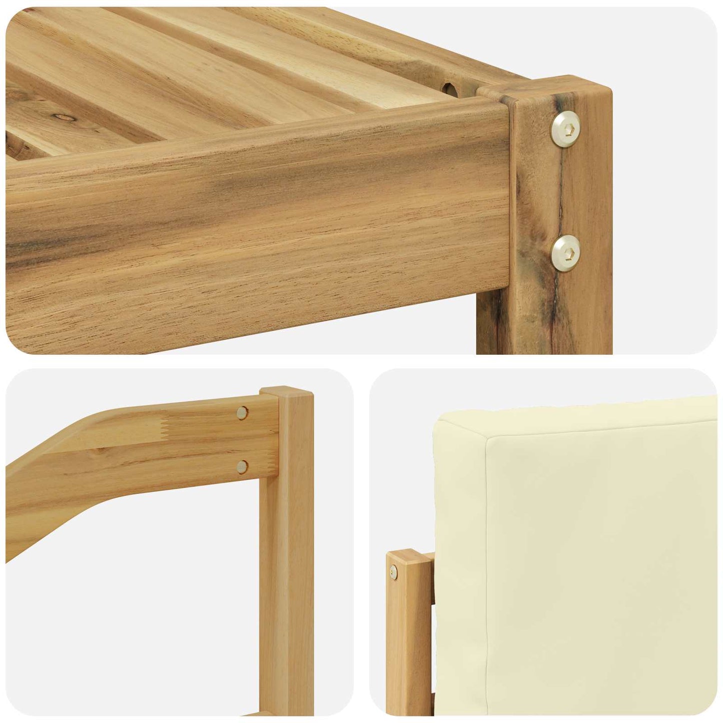 Set di divani da esterno 6 pz Bianco e Crema Poliestere