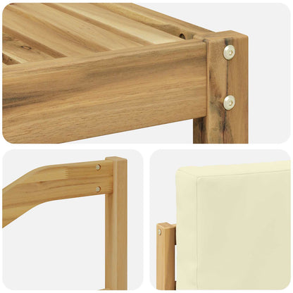 Set di divani da esterno 6 pz Bianco e Crema Poliestere