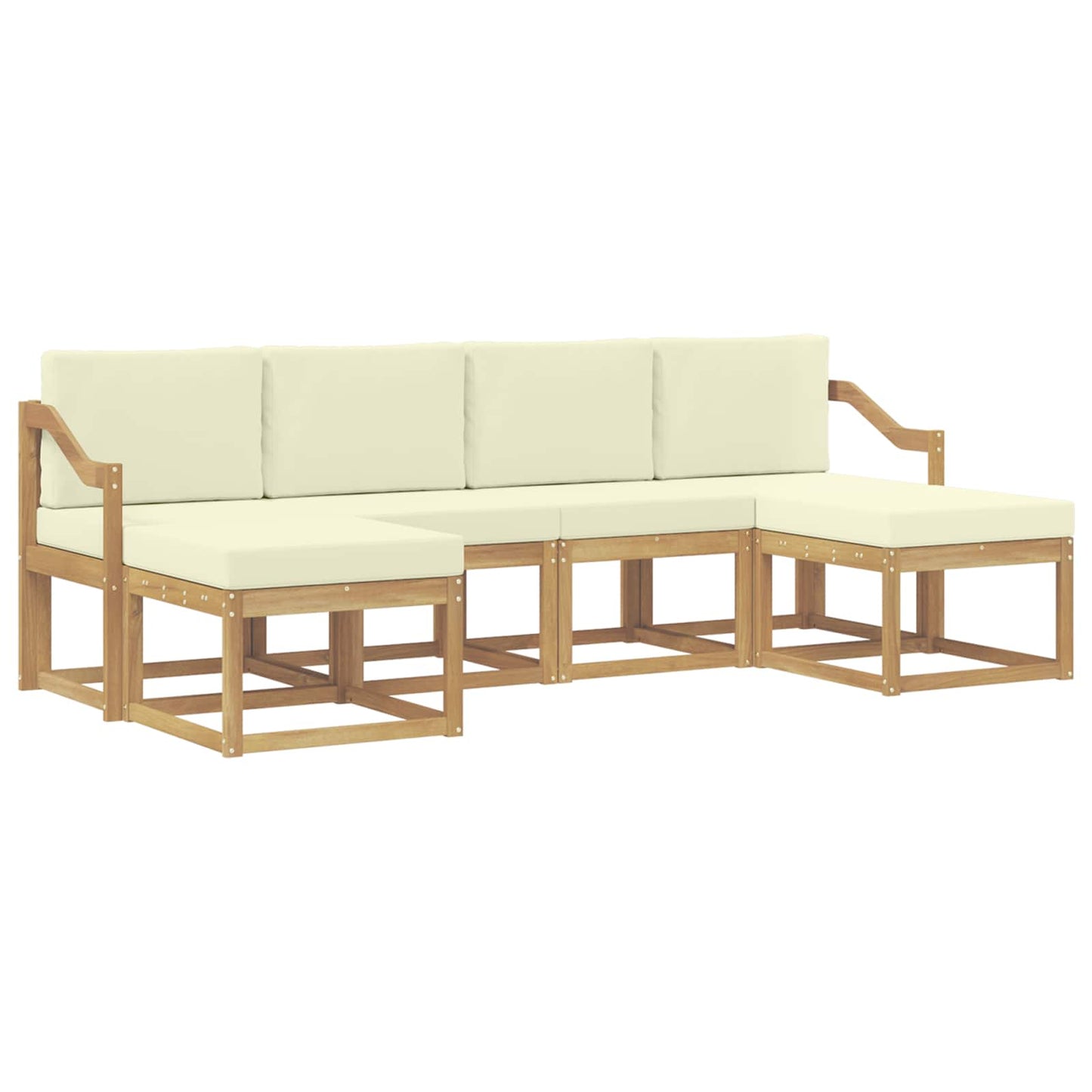 Set di divani da esterno 6 pz Bianco e Crema Poliestere