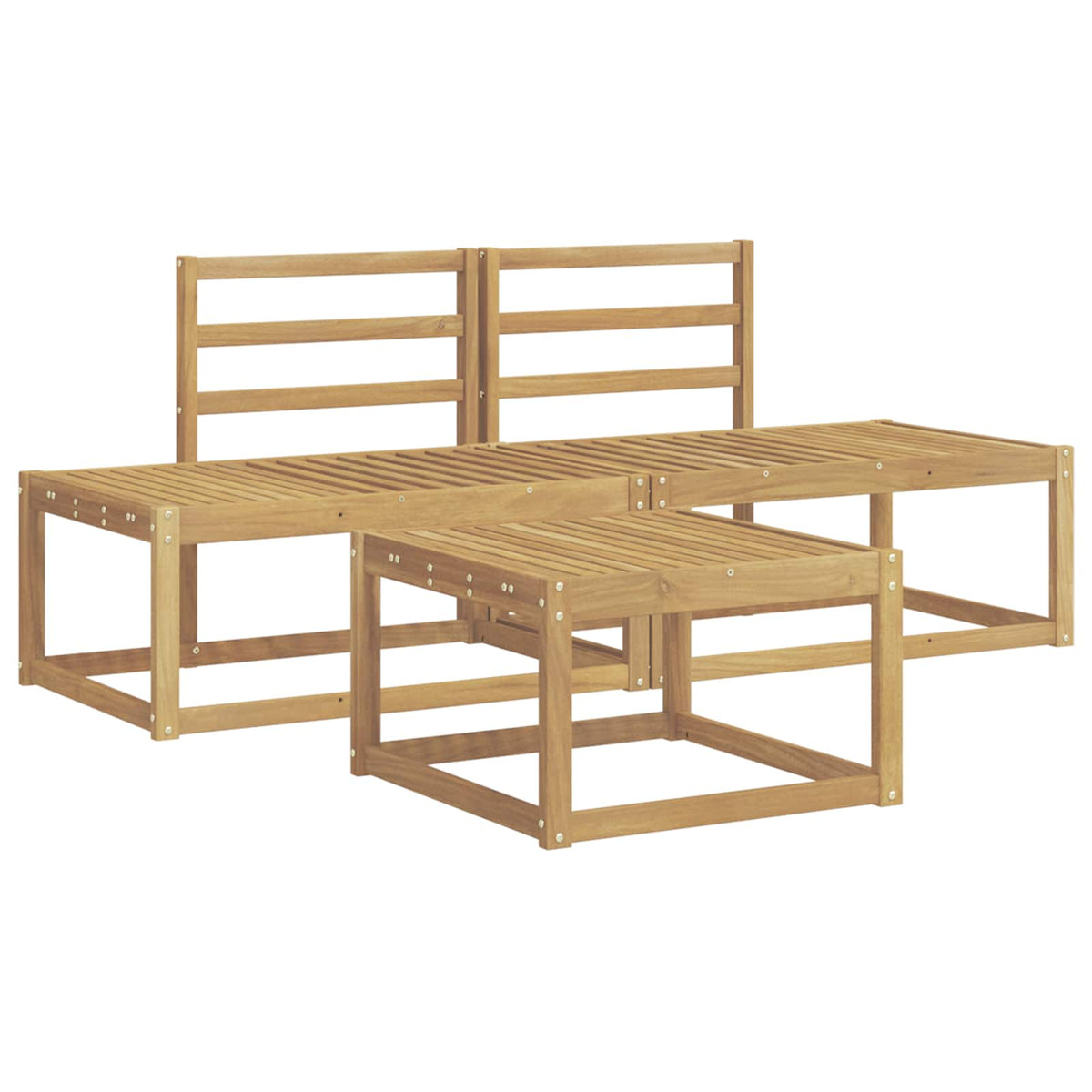 Set di divani da esterno 3 pz Bianco Legno di Acacia Massello | homemem39