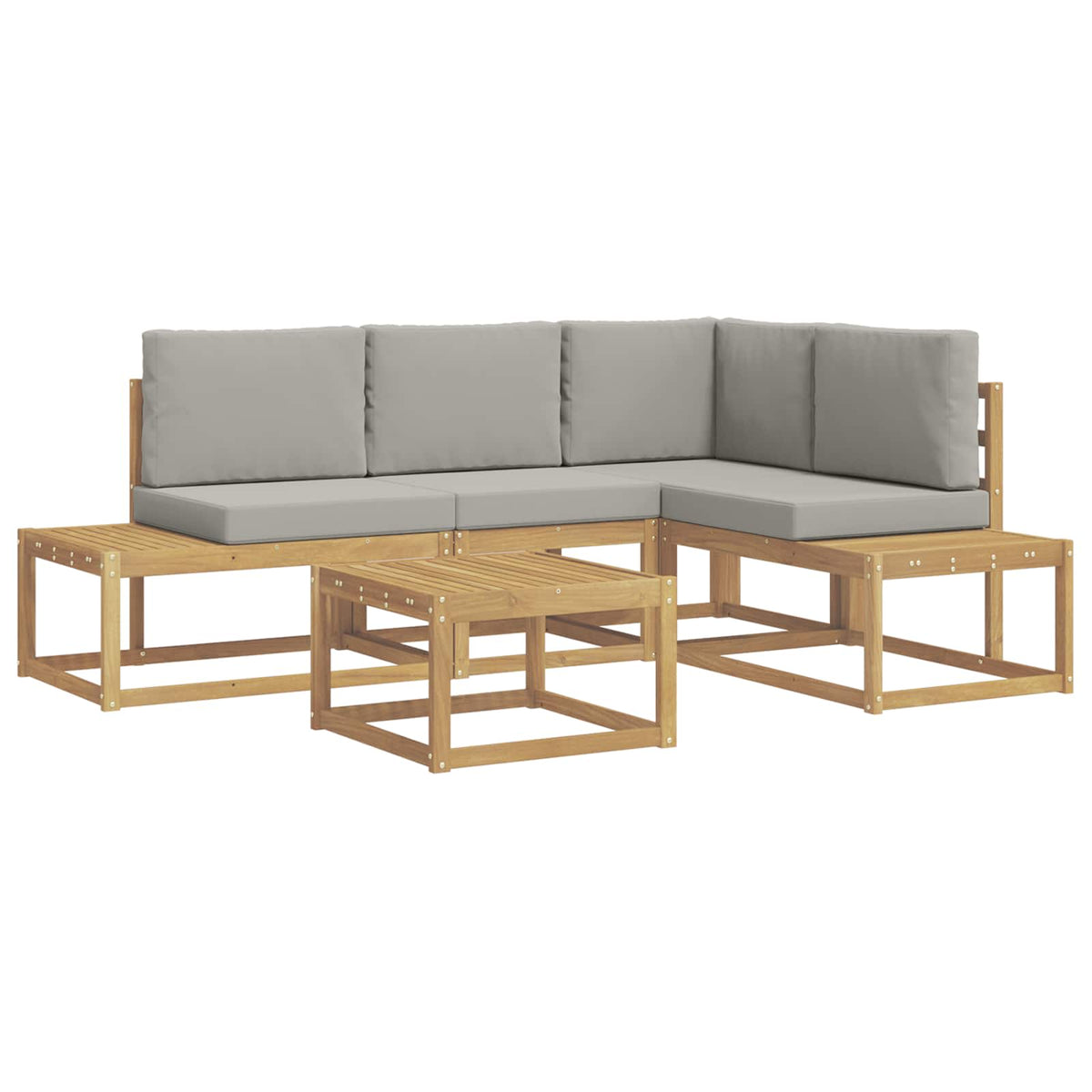 Set di divani da esterno 4 Pezzo Bianco e Grigio Chiaro - homemem39