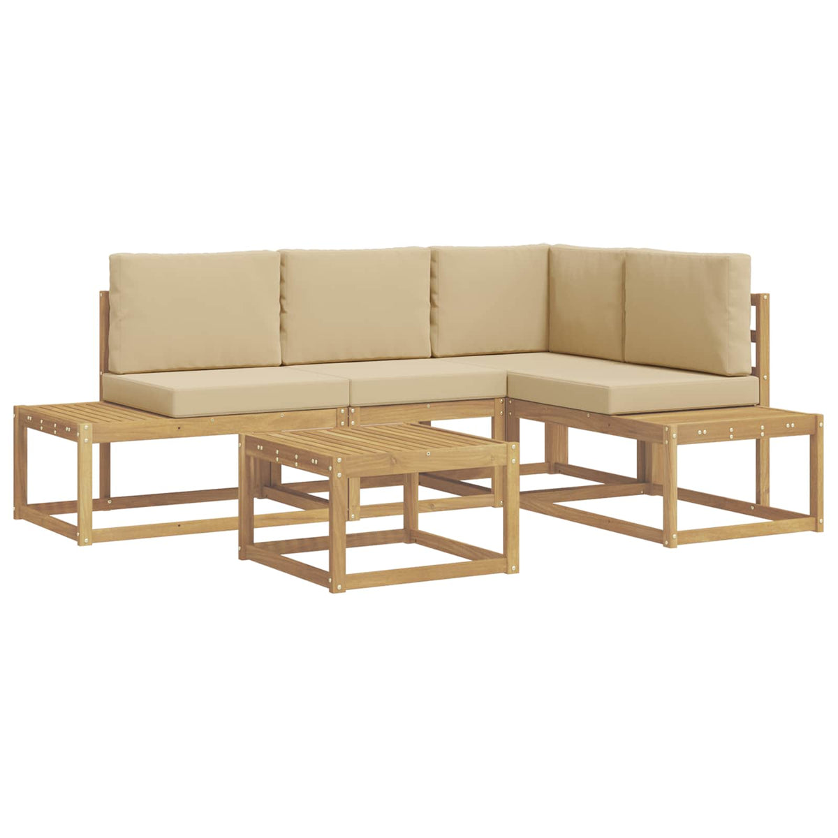 Set di divani da esterno 4 Pezzo Bianco e Beige Poliestere - homemem39