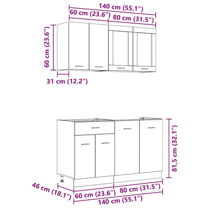 Unità Cucina Lyon 4 pcs Sonoma grigio Legno ingegnerizzato | homemem39
