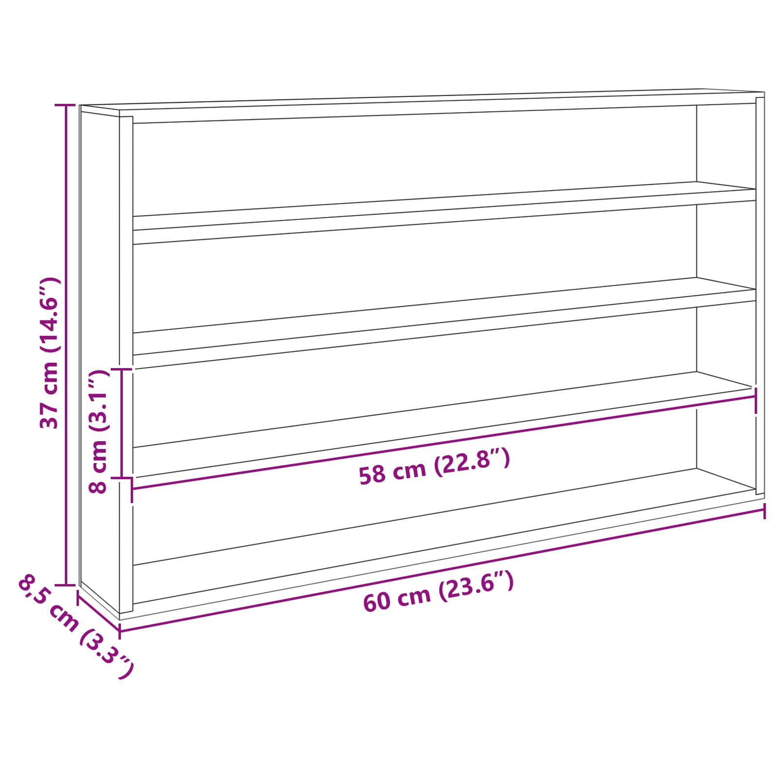 Vetrina a muro A parete Beige 60 x 8,5 x 37 cm | homemem39