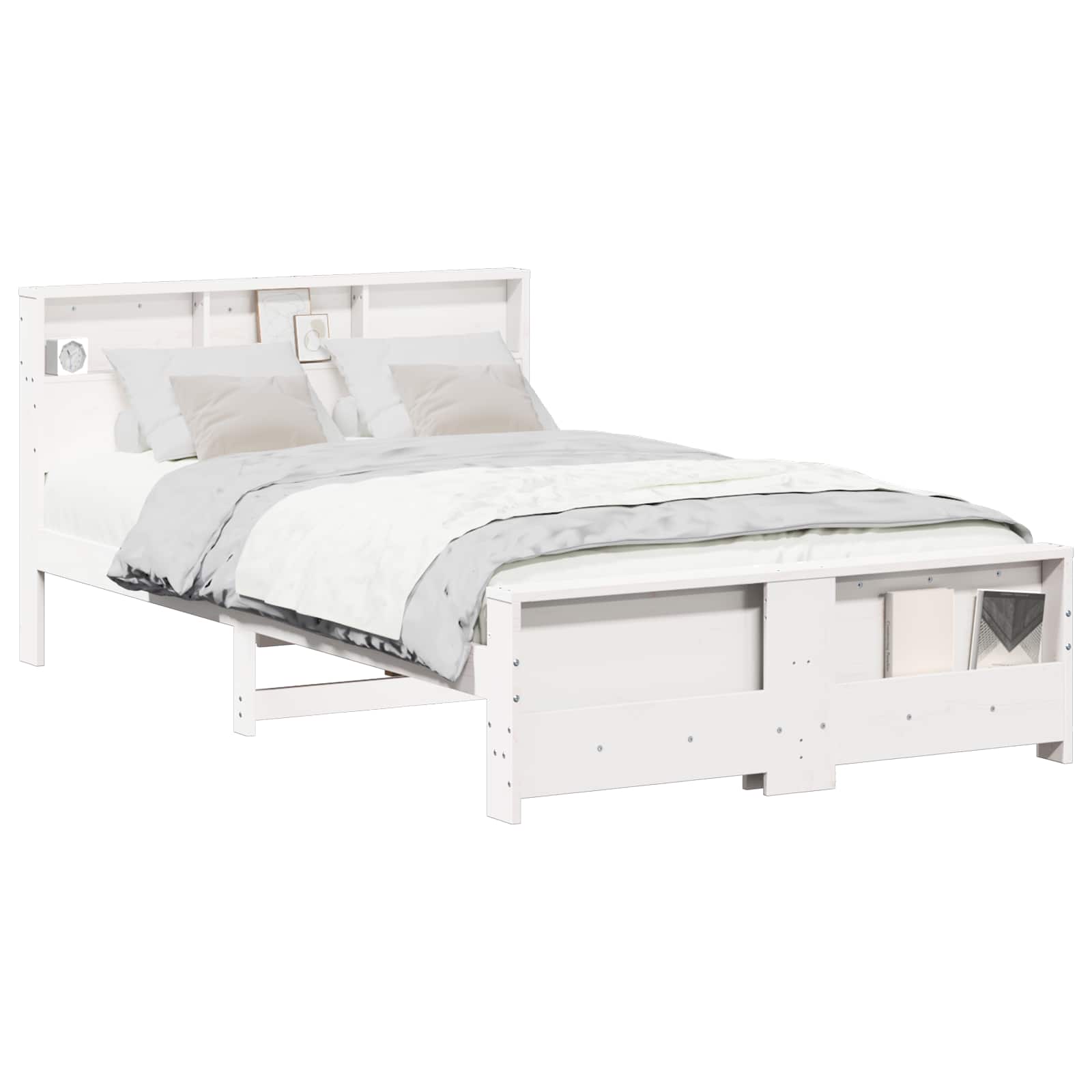 Struttura del letto Bianco 140 x 190 cm Legno multistrato | homemem39