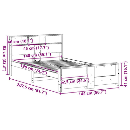 Struttura del letto con lo scaffale Marrone cerato 140 x 190 cm | homemem39